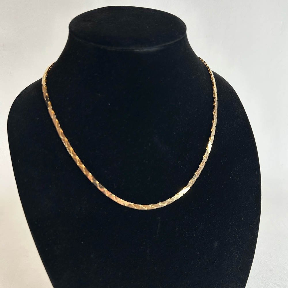Vintage Korea 14k Gold Plated Chain Necklace 19" Herringbone Link